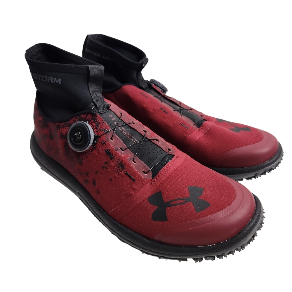 Under Armour Fat Tire Mid Speedtire Black Red Trail Shoes Size 9